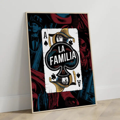 Vintage Chicano Poster La Familia mit distressed Design und Gangsterelementen