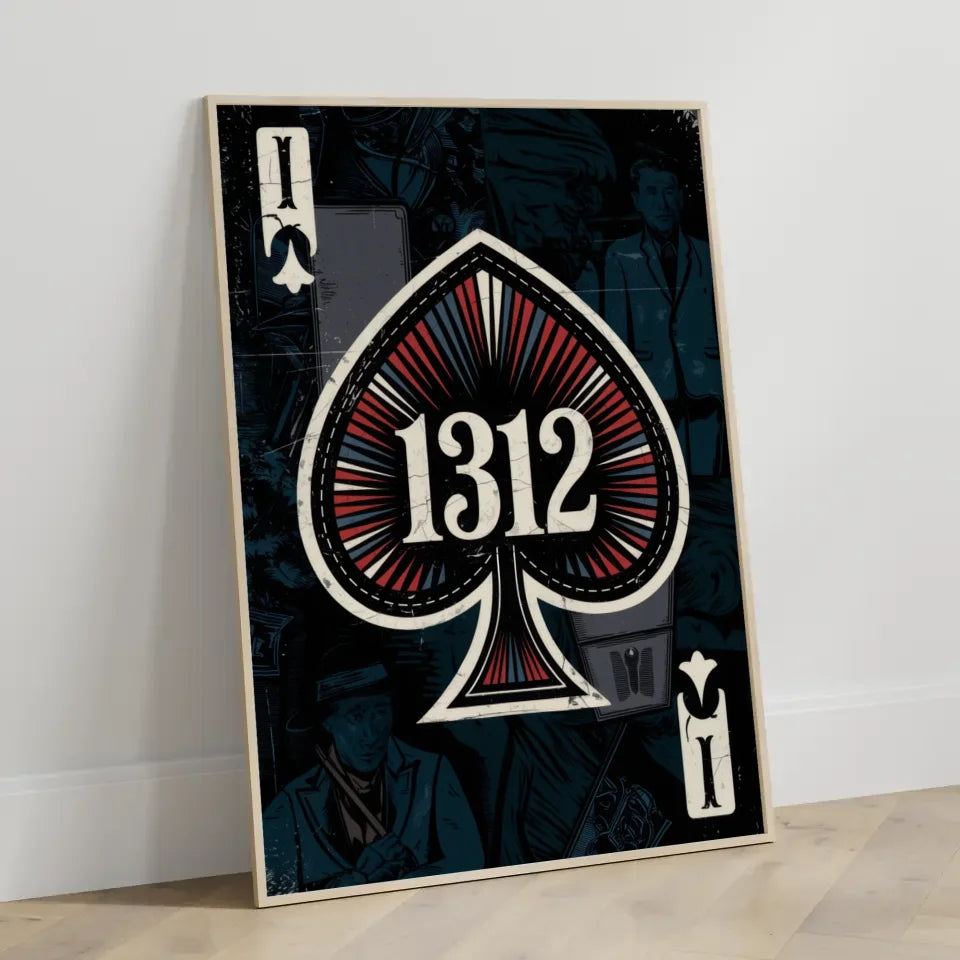 Vintage Poster Chicano Stil 1312 auf Spielkarte im Used Look