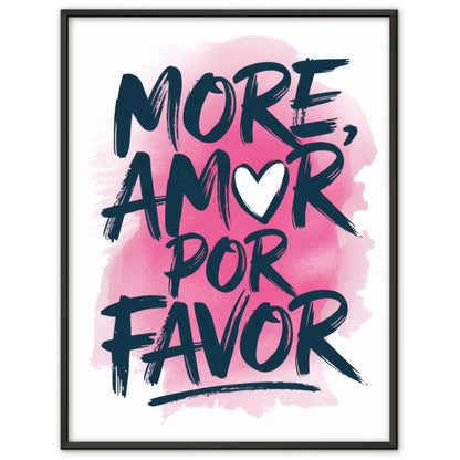 Poster MORE AMOR POR FAVOR Aquarell Illustration mit rosa Hintergrund