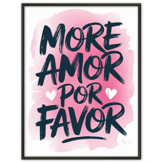 Poster mit Aquarell Illustration MORE AMOR POR FAVOR in Rosa