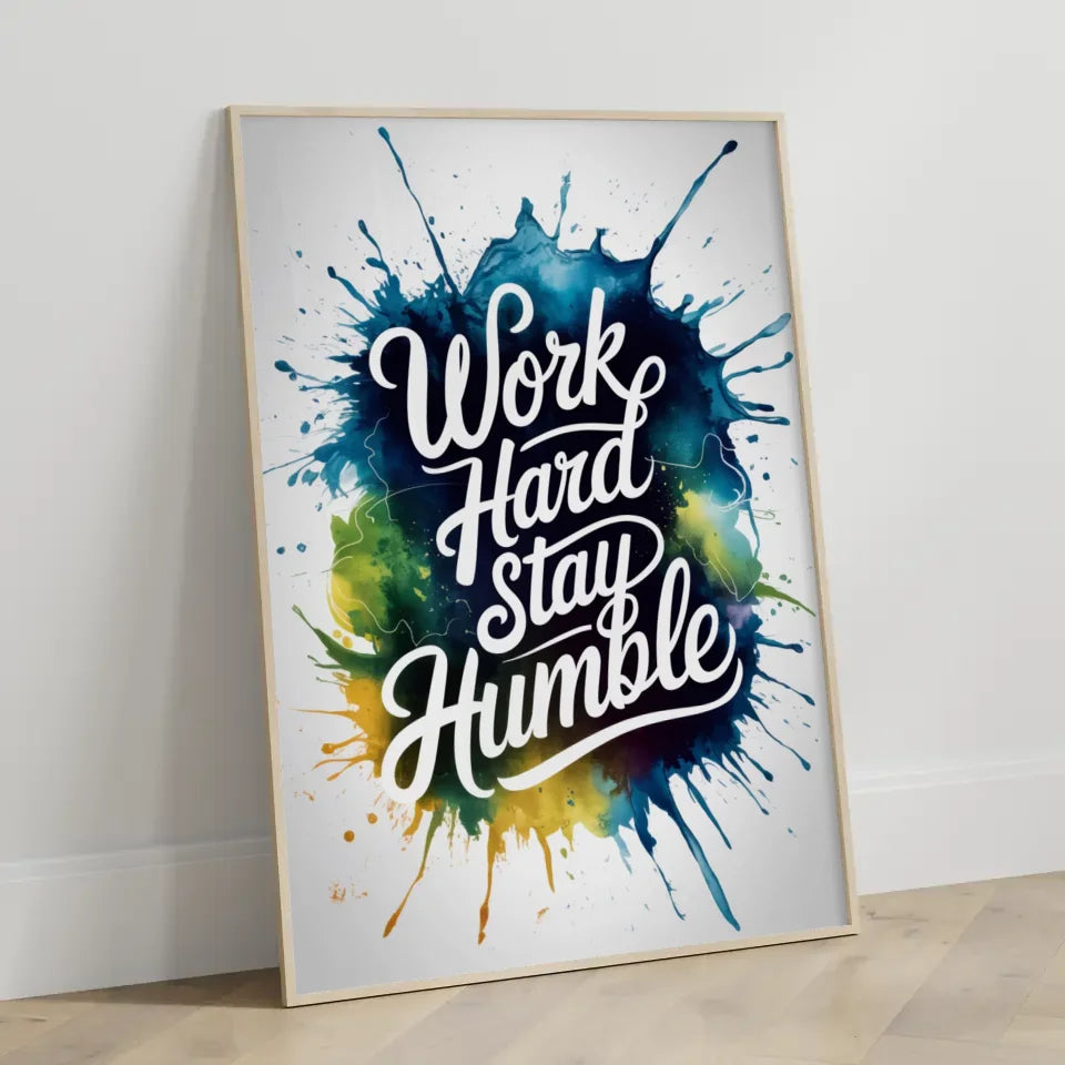 Dekoratives Aquarell-Poster mit blauen Formen - Minimalistisch 3