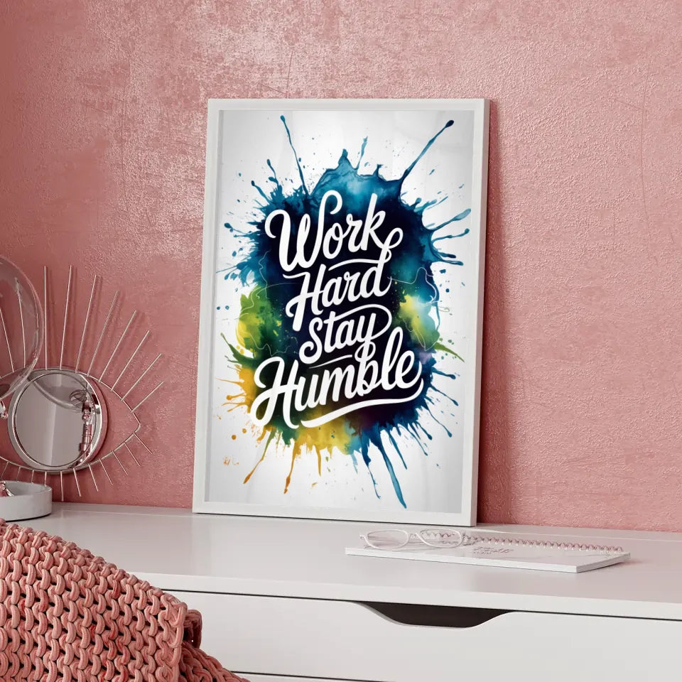 Dekoratives Aquarell-Poster mit blauen Formen - Minimalistisch 5