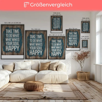 Poster mit inspirierendem Text auf verwittertem Holzhintergrund