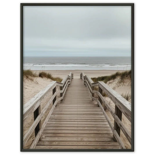 Poster Holzsteg am Strand mit Dünen und Ozeanmotiv für deine Wanddeko