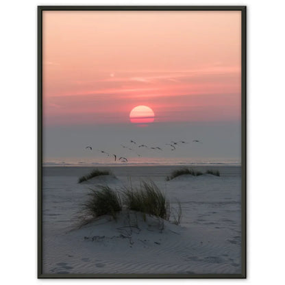 Poster ruhige Achtsamkeitsszene am Sandstrand bei Sonnenuntergang