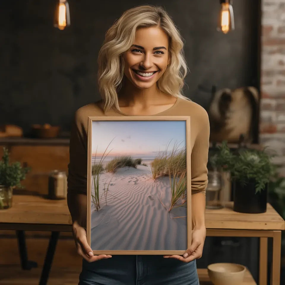 Poster mit Samtgras und Dünen Naturbild für harmonische Wohnräume