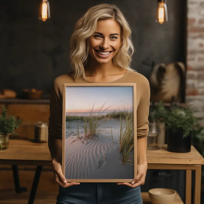 Poster mit Samtgras und Dünen Naturbild für harmonische Wohnräume