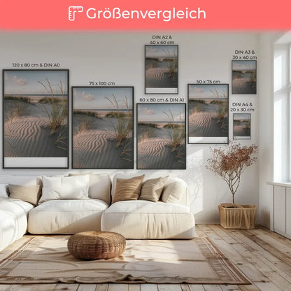 Poster mit Samtgras und Dünen Naturbild für harmonische Wohnräume