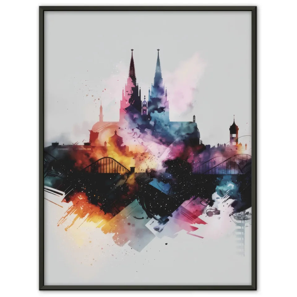 Minimalistisches Aquarell Poster Köln in modernem Stil attraktiv 1
