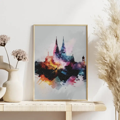 Minimalistisches Aquarell Poster Köln in modernem Stil attraktiv 4