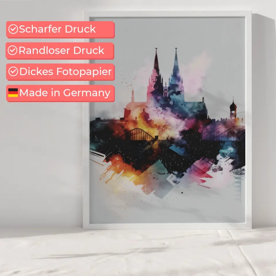 Minimalistisches Aquarell Poster Köln in modernem Stil attraktiv 6