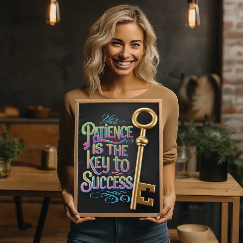 Inspirierendes Poster mit Schlüssel und Zitat zum Erfolg 2