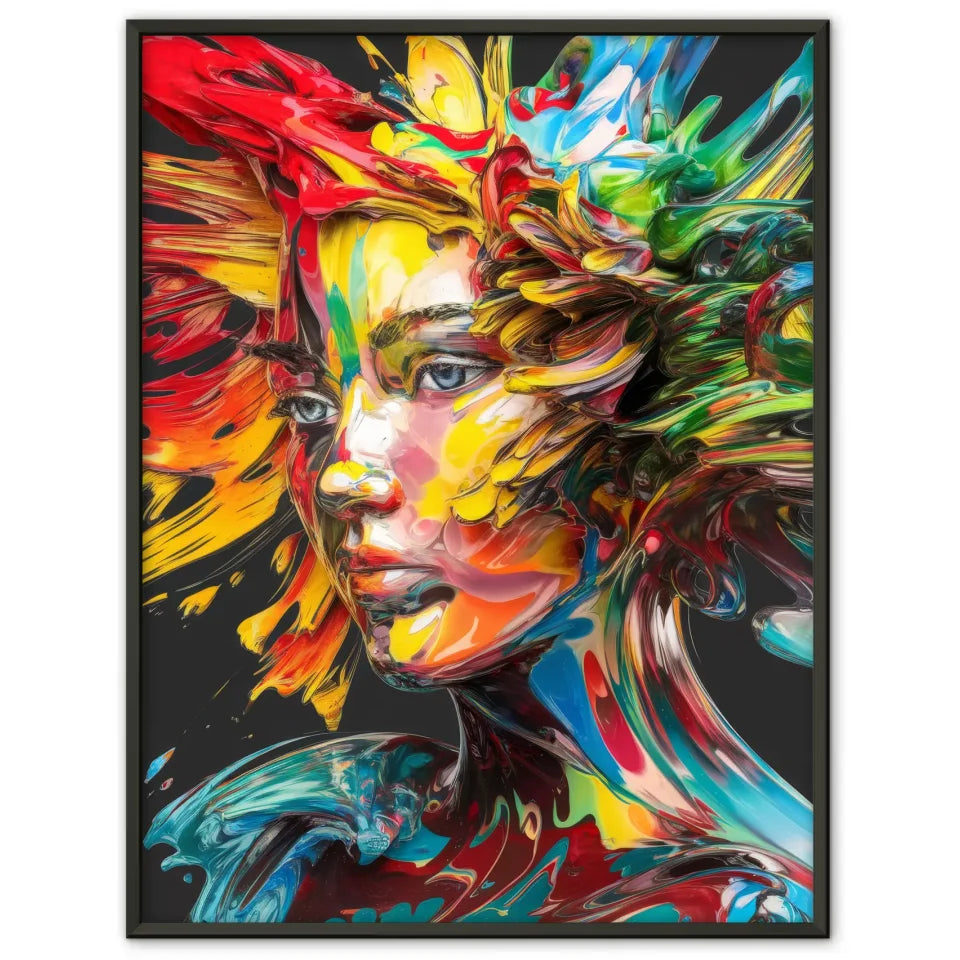 Abstractes Poster Frauenportrait in lebhaften Farben 1