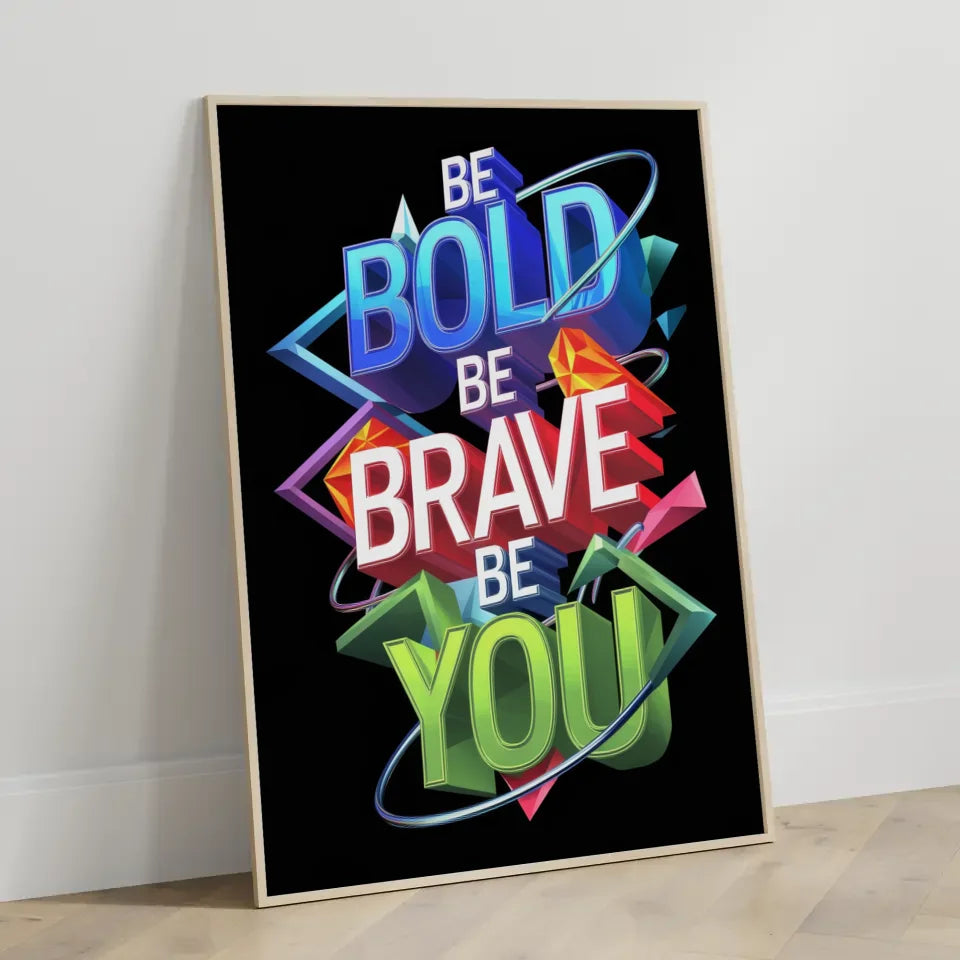 Motivierendes Poster mit buntem Zitat und 3D-Effekt 3