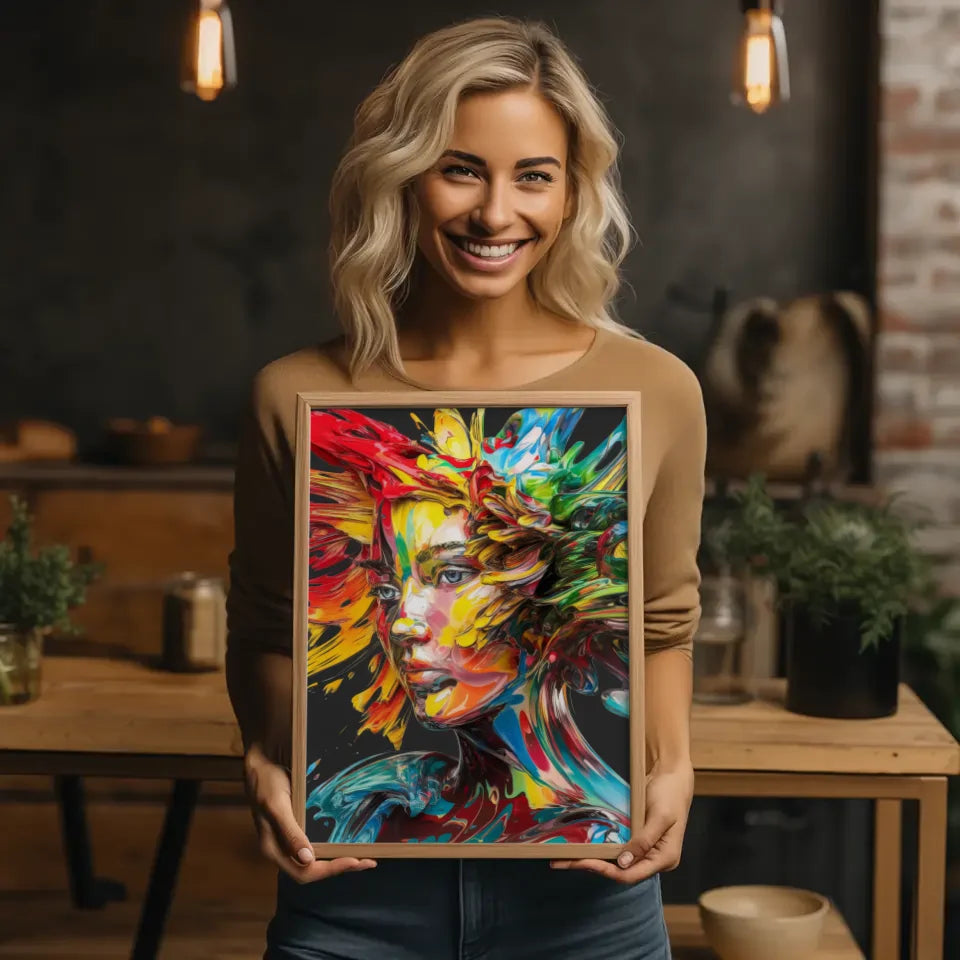 Abstractes Poster Frauenportrait in lebhaften Farben 2
