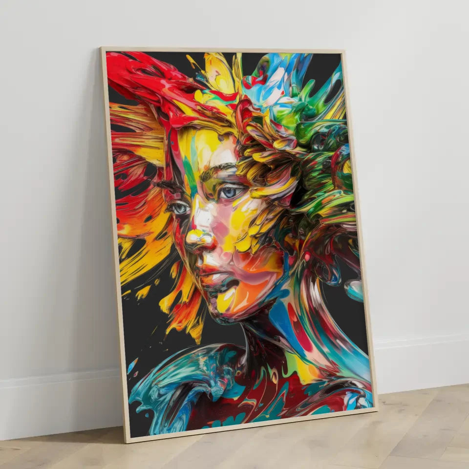 Abstractes Poster Frauenportrait in lebhaften Farben 3