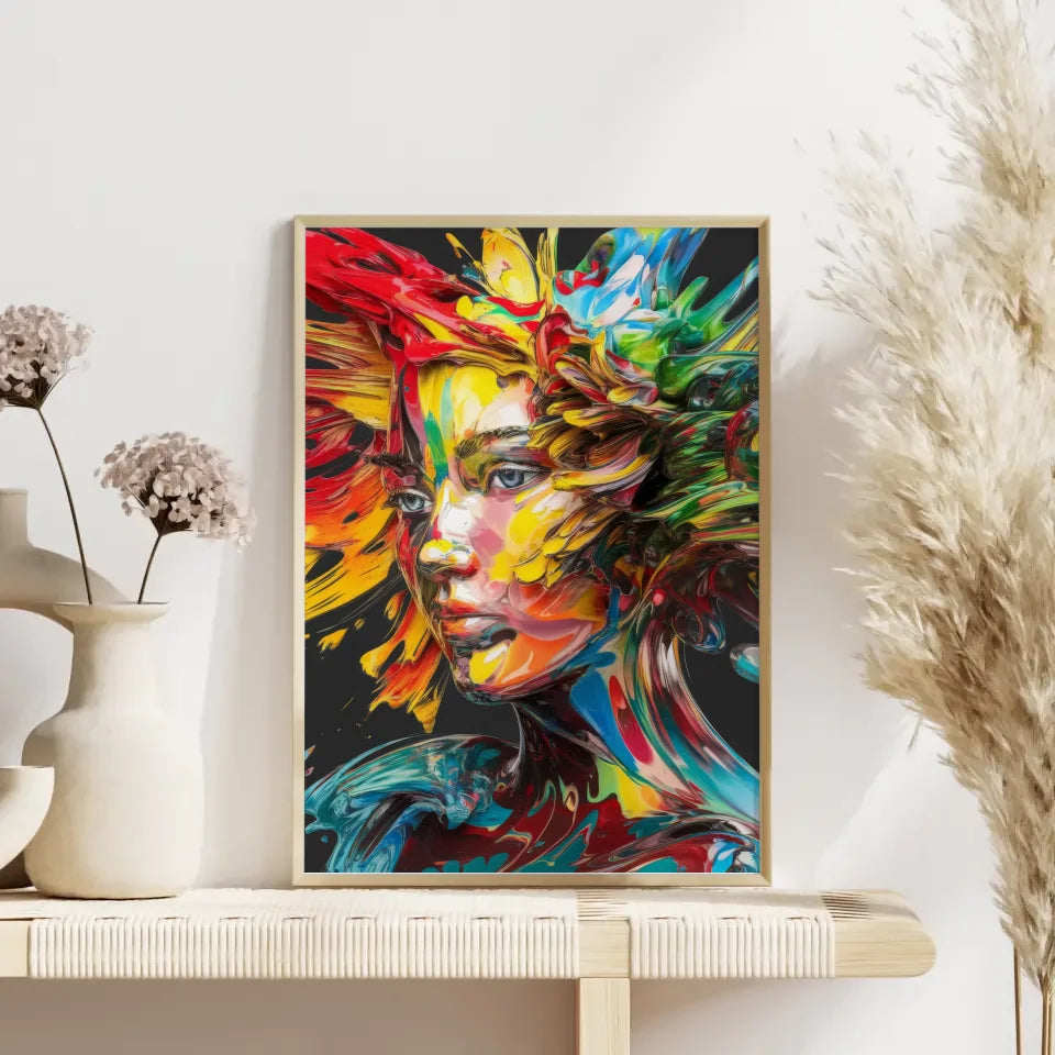 Abstractes Poster Frauenportrait in lebhaften Farben 4