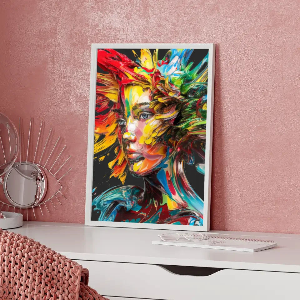 Abstractes Poster Frauenportrait in lebhaften Farben 5