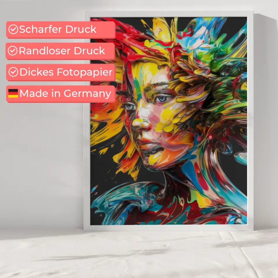 Abstractes Poster Frauenportrait in lebhaften Farben 6