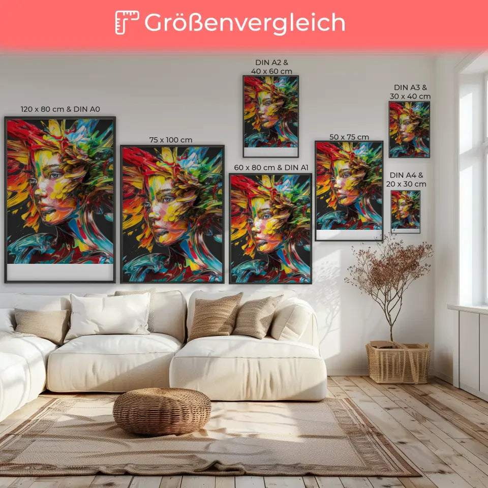 Abstractes Poster Frauenportrait in lebhaften Farben 7