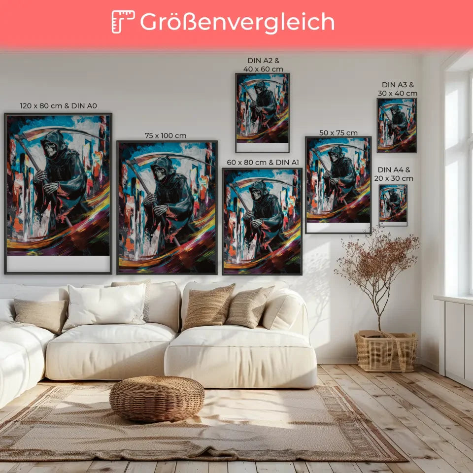 Abstraktes Poster mit Sensenmann im Ukiyo-e Style 7