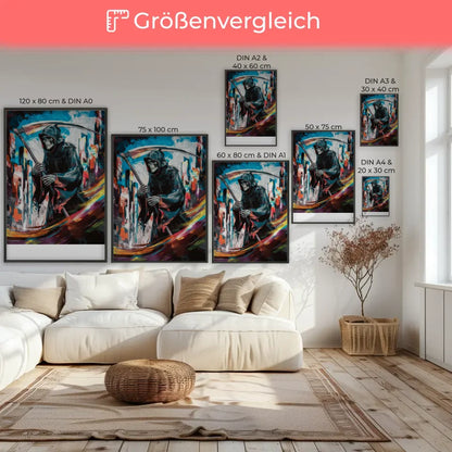 Abstraktes Poster mit Sensenmann im Ukiyo-e Style 7