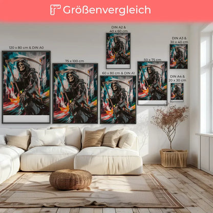 Abstraktes Poster mit Sensenmann im Ukiyo-e Stil 7