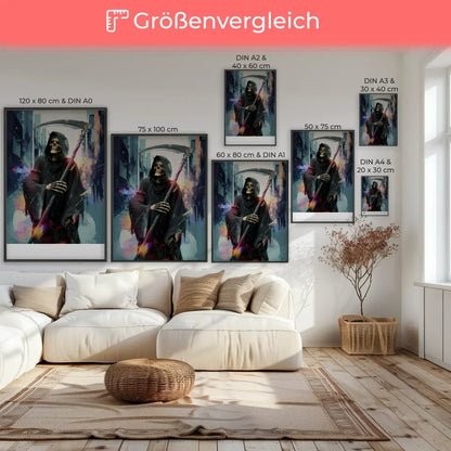 Abstraktes Poster mit Sensenmann im Ukiyo-e Stil für jeden Raum 7