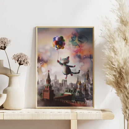 Surreales Aquarell Poster mit katzenartiger Kreatur