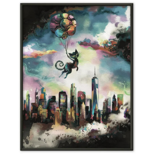 Surreales Aquarell Poster mit Fantasy Skyline von New York