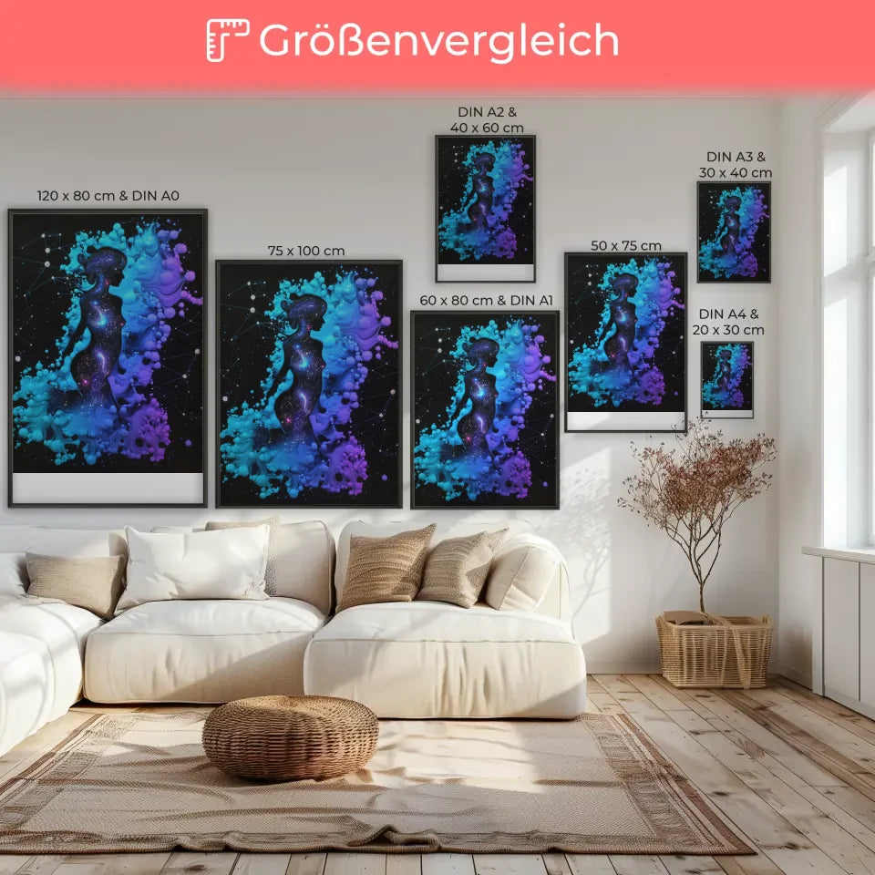 Poster der faszinierenden Tuschekunst im Galaxiestil