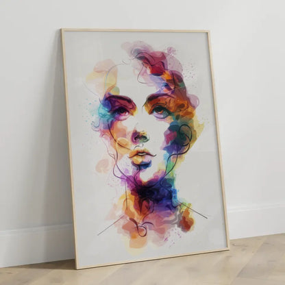 Aquarell Poster einer Dame mit lebendigen Farben 3