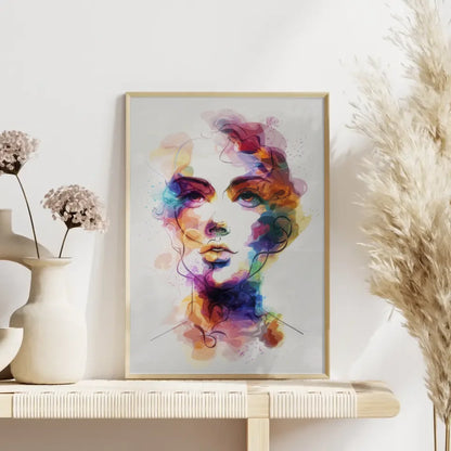 Aquarell Poster einer Dame mit lebendigen Farben 4