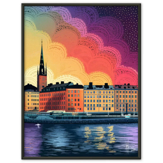 Poster der Altstadt von Stockholm in lebendigen Farben und Details