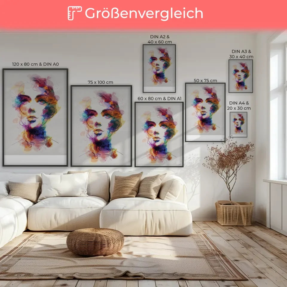 Aquarell Poster einer Dame mit lebendigen Farben 7
