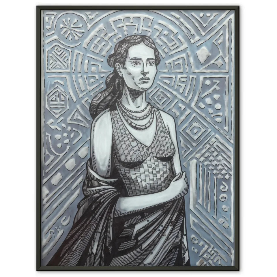 Federillustration weibliche Figur Poster im Bauhaus Stil 1