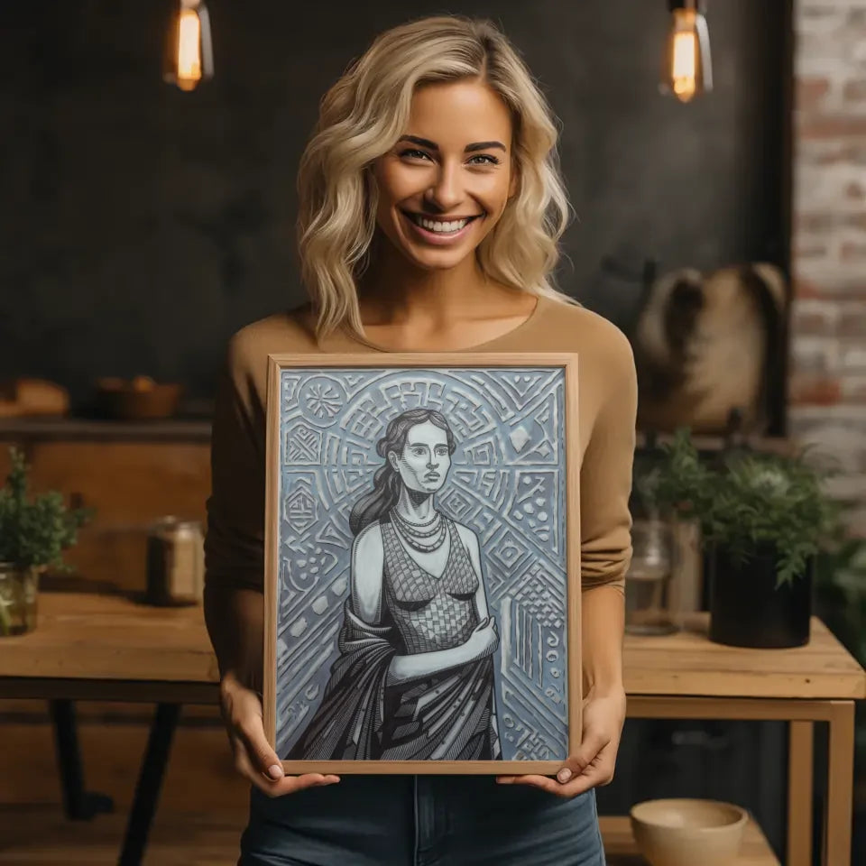 Federillustration weibliche Figur Poster im Bauhaus Stil 2