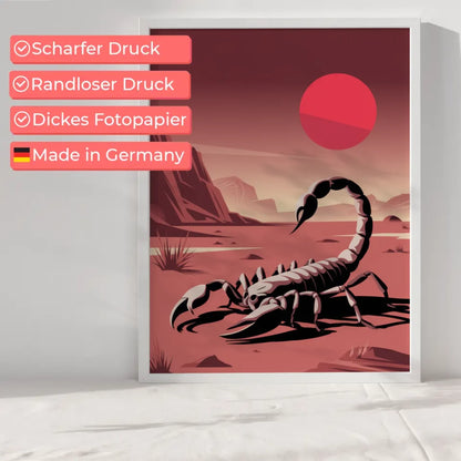 Poster Skorpion in der Wüste Mars 4K Illustration Kunstwerk