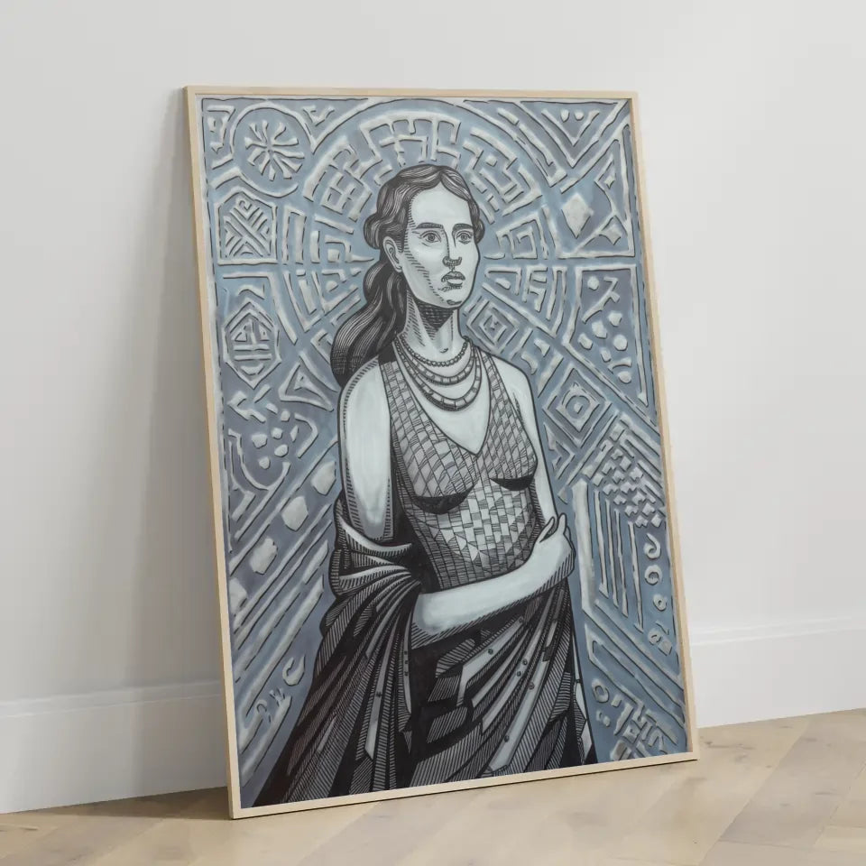 Federillustration weibliche Figur Poster im Bauhaus Stil 3