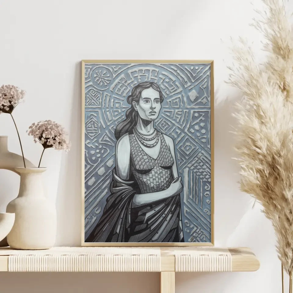 Federillustration weibliche Figur Poster im Bauhaus Stil 4