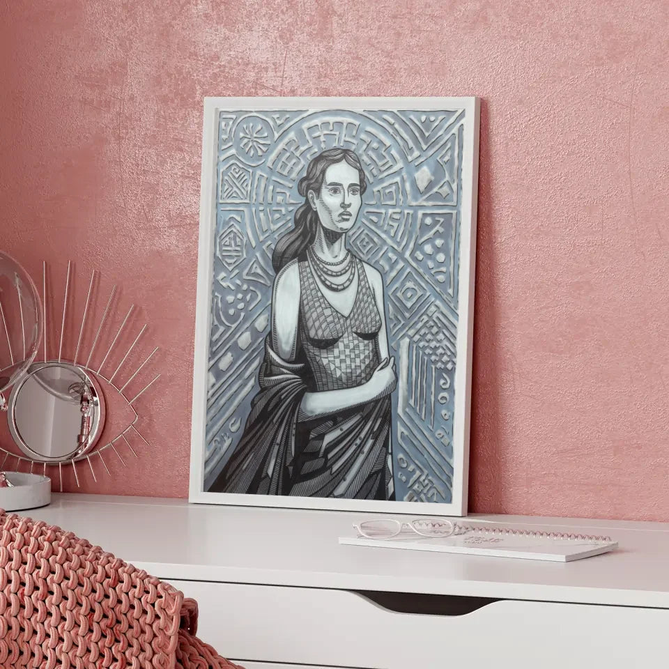 Federillustration weibliche Figur Poster im Bauhaus Stil 5