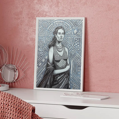 Federillustration weibliche Figur Poster im Bauhaus Stil 5