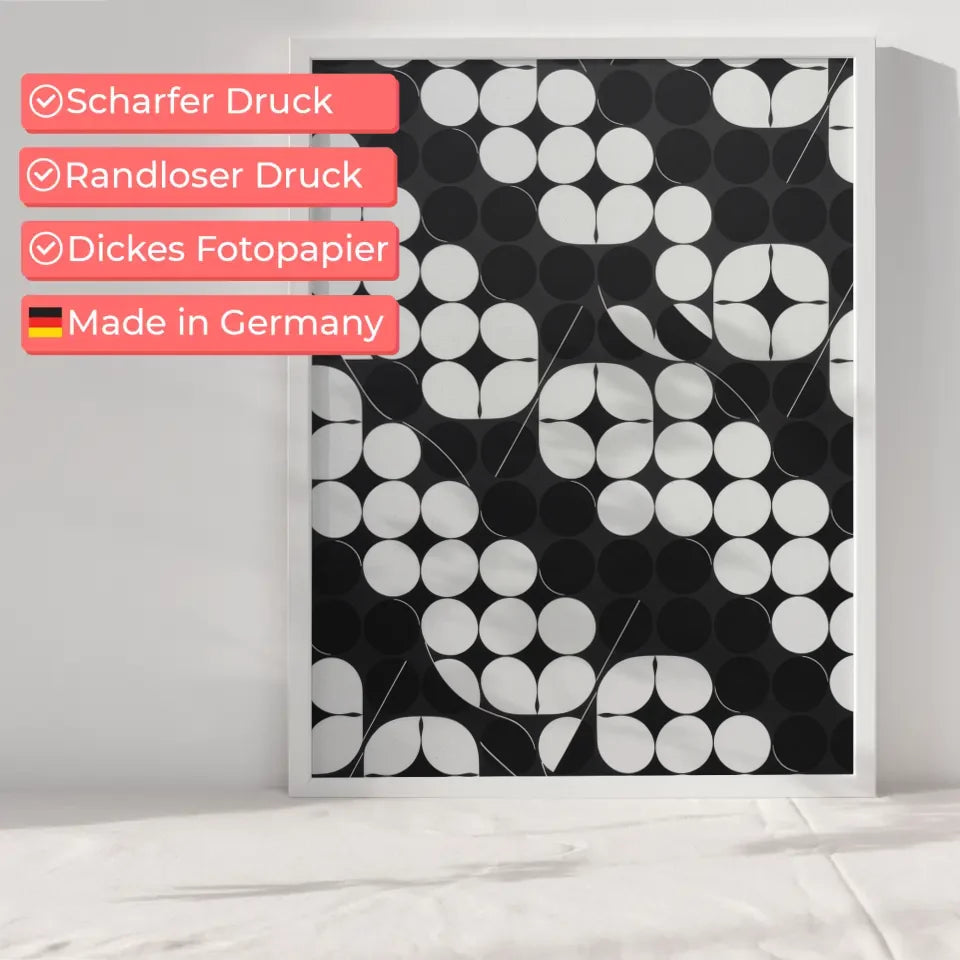 Japanisches Kunstmuster Poster in Schwarz-Weiß 6