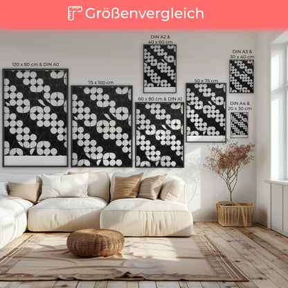 Japanisches Kunstmuster Poster in Schwarz-Weiß 7