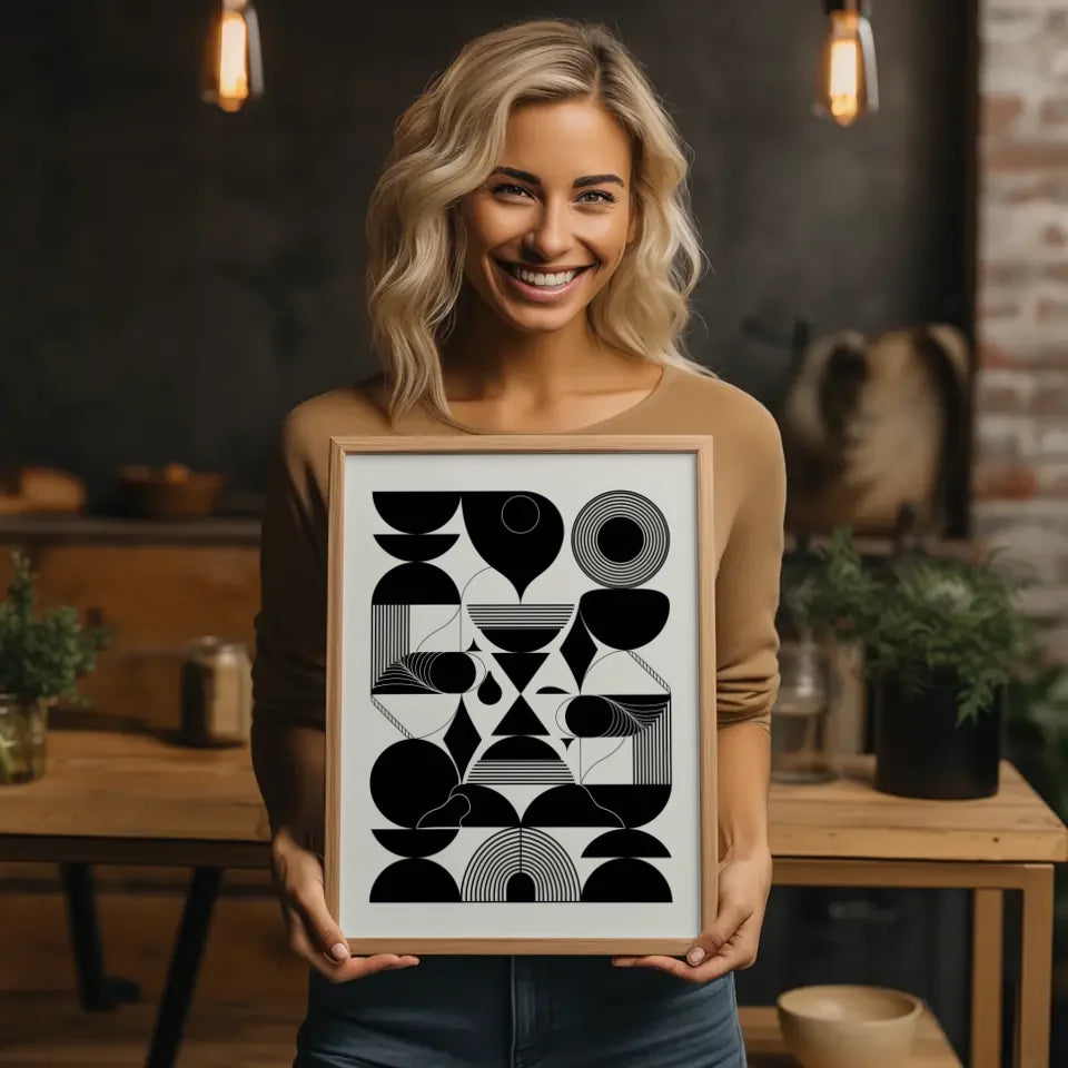 Abstraktes Poster mit geometrischem Design im Bohème-Stil 2