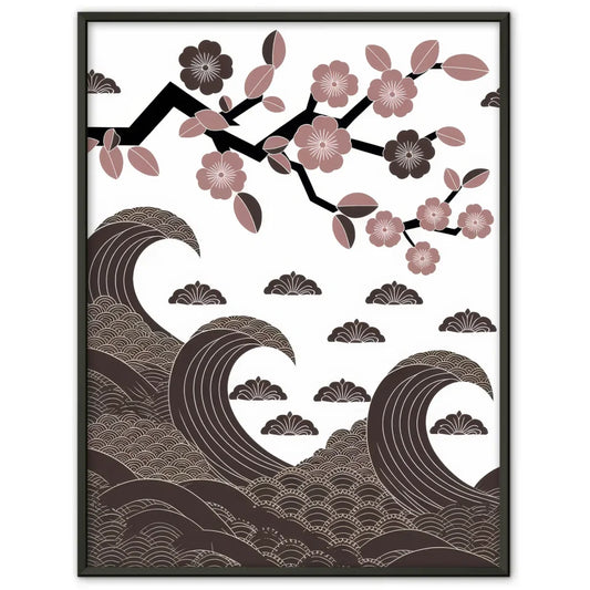 Monochromes Poster mit traditionellem japanischem Muster 1