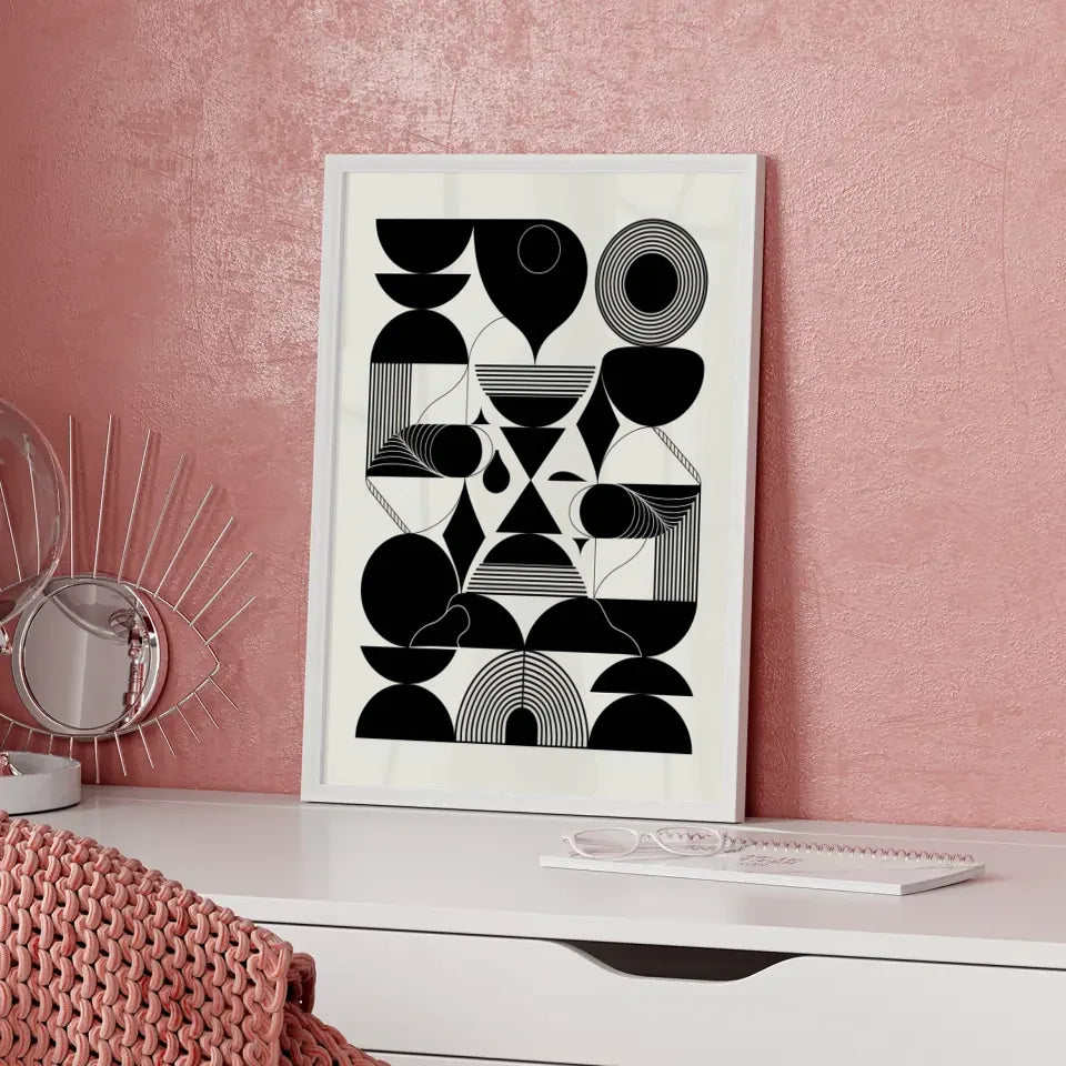 Abstraktes Poster mit geometrischem Design im Bohème-Stil 5