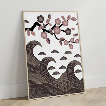 Monochromes Poster mit traditionellem japanischem Muster 3