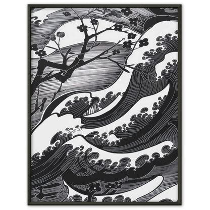 Elegantes Poster mit japanischem Kunstmuster in Schwarz-Weißdesign 1