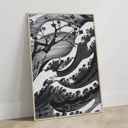 Elegantes Poster mit japanischem Kunstmuster in Schwarz-Weißdesign 3
